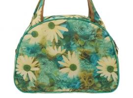 Сумка женская на молнии Ромашки, 1 отдел, цвет бирюовый