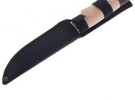 Нож туристический с чехлом, рукоять дерево белый с венге, 28 см, без ограничителя