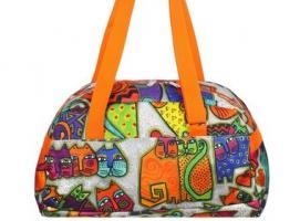 Сумка спортивная на молнии Кошки, 1 отдел, 1 наружный карман, оранжевая