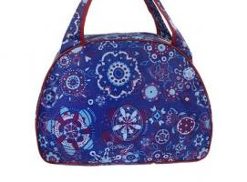 Сумка женская на молнии Космические цветы, 1 отдел, синяя