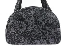 Сумка женская на молнии Кружево, 1 отдел, серый/чёрный