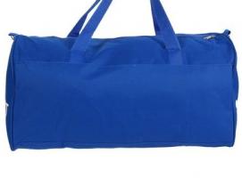 Сумка спортивная на молнии Полосы, 1 отдел, длинный ремень, синяя