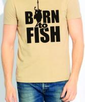 Футболка Born to fish бежевый