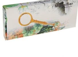 Лупа золото ручка в квадратик с брелком 4,5х d=60мм 14см пластик