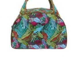 Сумка женская на молнии Салатовые листочки, 1 отдел, зелёная