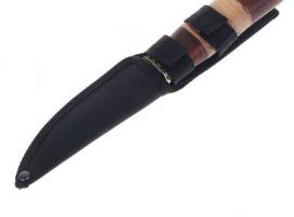 Нож туристический с чехлом, рукоять дерево с вставкой, 23 см, без ограничителя