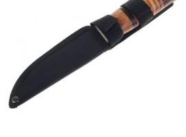 Нож туристический с чехлом, рукоять дерево с полосками, 22,5 см, без ограничителя