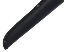 Нож разделочный, деревянная рукоять с медным кольцом-гардой, лезвие со спуском к обуху, д.л. 13,5 см