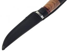 Нож туристический с чехлом, рукоять дерево под бересту, 27,5 см, без ограничителя