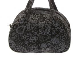 Сумка спортивная на молнии Кружева, 1 отдел, 1 наружный карман, чёрный/серый