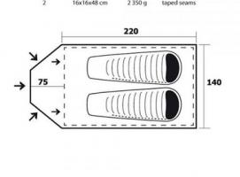 Палатка Trimm Extreme X3MM-DSL, оранжевая 2, 145/75 x (250+60) x 110 см