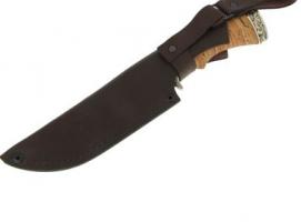 Нож нескладной Лорд, дамасская сталь, рукоять-береста, литье