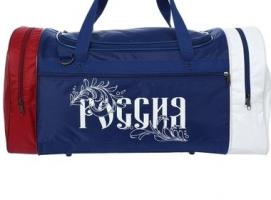 Сумка спортивная на молнии Патриот, 3 отдела, 1 наружный карман, синяя