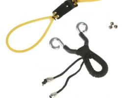 Рогатка, двойной жгут, ушки квадрат, рукоять в текстильной обмотке, с шариками, цвета микс